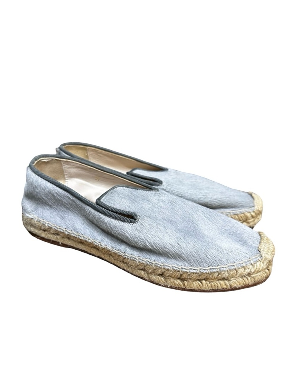 elysewalker Light Blue Calf Hair Loafer Espadrille Slip On Shoe Leather Size 37